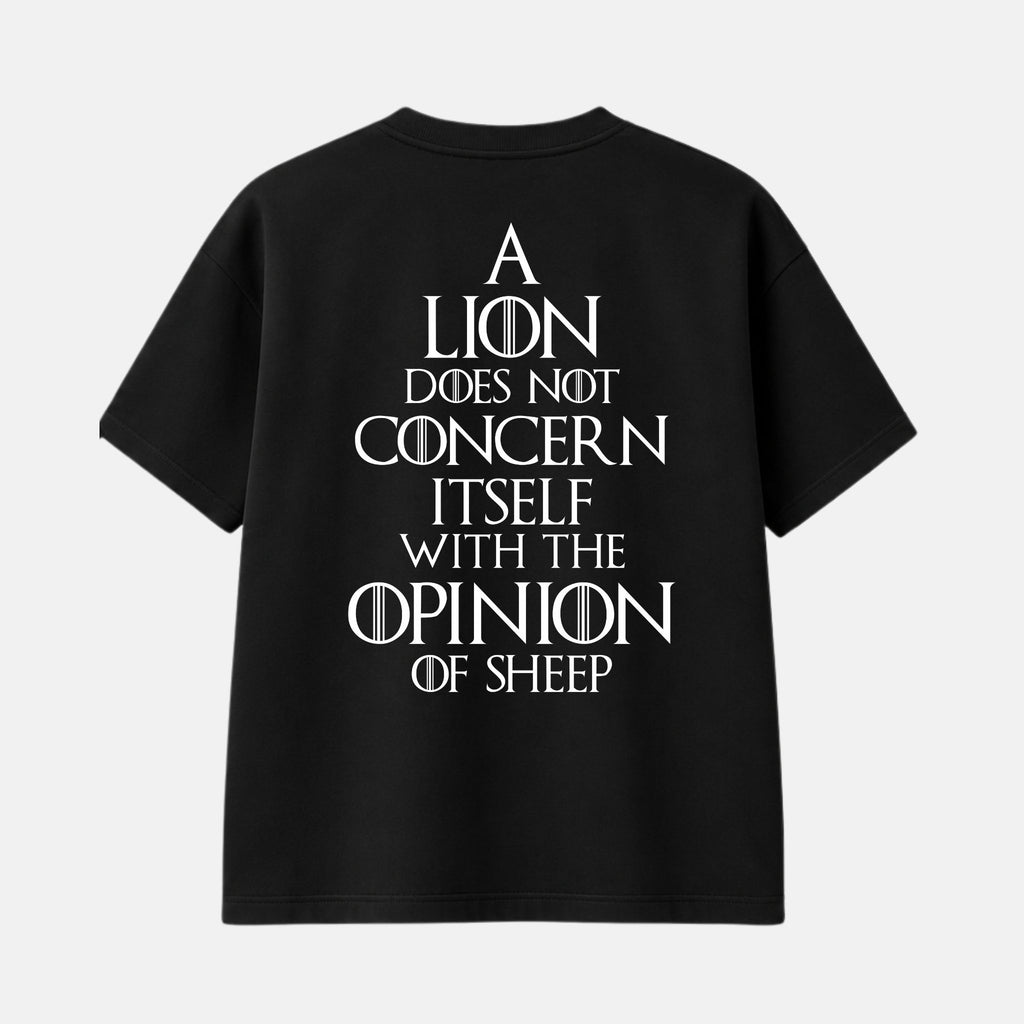 Veltino oversized black 240 GSM cotton terry t-shirt, front view with small white star logo and VELTINO wordmark on the chest