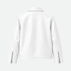 back.jpg	Back view of Veltino unisex cropped white leather jacket